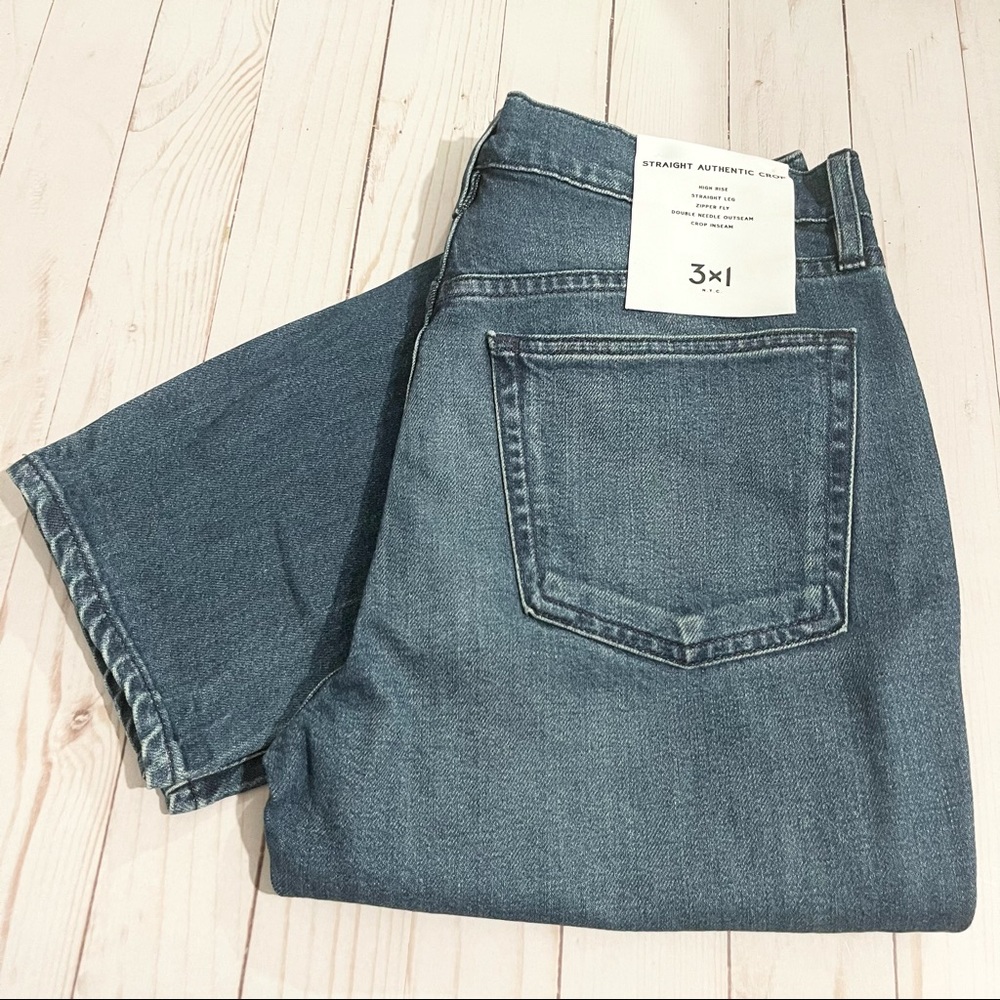 NWT! 3x1 High Rise Straight Authentic Crop Size 28